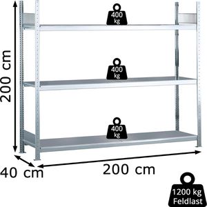 Produktbild für Weitspannregal Schulte 15510, 3 Metallböden