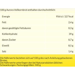 Produktbild für Brotbackmischung Aurora Vollkornbrot