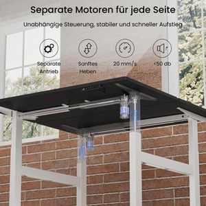 Produktbild für Schreibtisch FlexiSpot EH1W, Doppelarbeitsplatz, schwarz/weiß