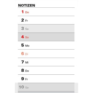 Produktbild für 4-Monatskalender Kalenderwerk Note 4 Kompakt, Ferienübersicht
