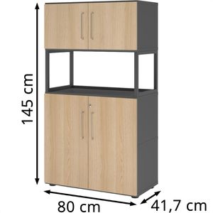 Produktbild für Kombischrank Hammerbacher FW48K5RG, eiche / graphit