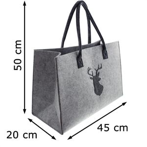Produktbild für Einkaufstasche Frank-Flechtwaren Filztasche Hirsch, grau