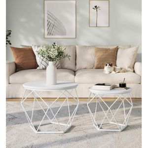 Produktbild für Beistelltisch Vasagle LET040W46, weiß, aus Holz / Metall