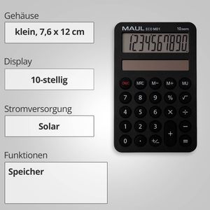 Produktbild für Taschenrechner Maul ECO MD 1, Recycling, schwarz