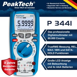 Produktbild für Multimeter PeakTech P 3441, digital, True RMS