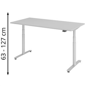 Produktbild für Schreibtisch Hammerbacher XDLR16, lichtgrau / silber