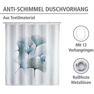 Produktbild für Duschvorhang Wenko Anti-Schimmel Ginkgo, 180 x 200 cm