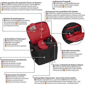 Produktbild für Kameratasche Pedea ESSEX Gr. M, aus Polyester, schwarz und rot