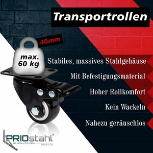 Produktbild für Möbelrolle PRIOstahl mit Anschraubplatte, 4 Stück