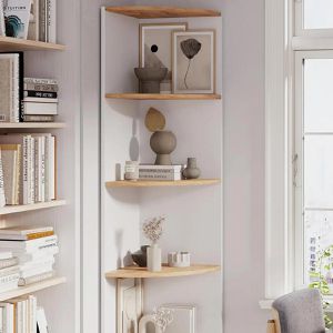 Produktbild für Bücherregal Vicco Ecki, weiß / eiche