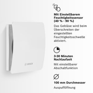 Produktbild für Badlüfter Bosch Fan 1500 DH W 100, Ø 100 mm