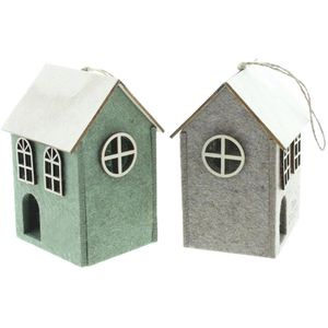 Weihnachtsdeko Frank-Flechtwaren LED-Hänger Haus, 2 Stück