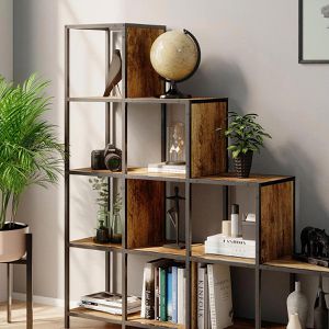 Produktbild für Bücherregal Vicco Fyrk, schwarz / dunkelbraun