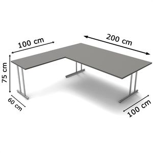 Produktbild für Schreibtisch Kerkmann start up, graphit / silber