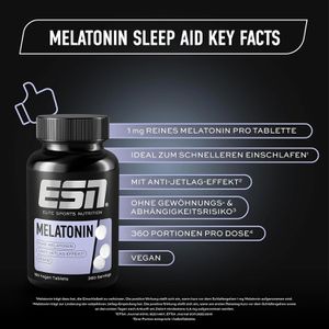 Produktbild für Melatonin ESN Sleep Aid, 180 Tabletten für 360 Nächte
