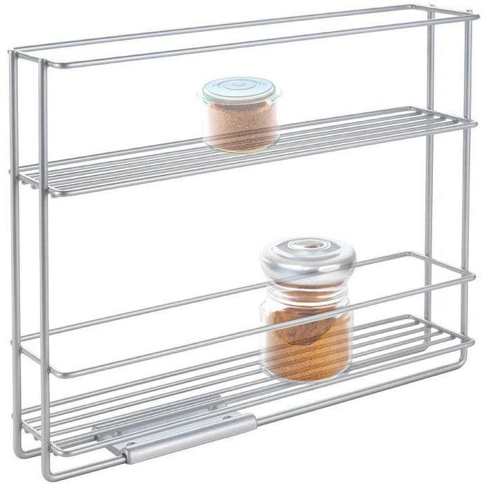 Metaltex Gewürzregal In&Out 364650000, silber, mit 2 Etagen, stehend, aus Metall, zum Kleben, ausziehbar, 28 x 22 x 6cm – Böttcher AG