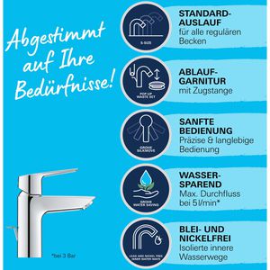 Produktbild für Waschtischarmatur GROHE Start S-Size, 24209002, verchromt