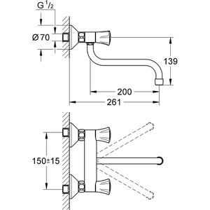Produktbild für Küchenarmatur GROHE Costa Wandbatterie, chrom