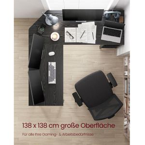 Produktbild für Schreibtisch Vasagle LWD072B56, schwarz / schwarz