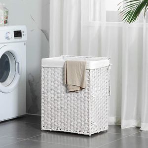 Produktbild für Wäschekorb Songmics LCB51WT, weiß, mit Deckel