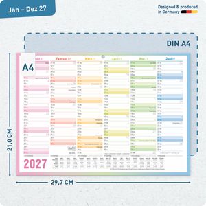 Produktbild für Tafelkalender Häfft Rainbow Premium, mit Ferienübersicht