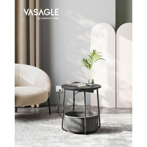 Produktbild für Beistelltisch Vasagle LET228G02, schwarz / grau, Holz / Metall