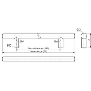 Produktbild für Möbelgriffe SO-TECH G17, silber, aus Edelstahl