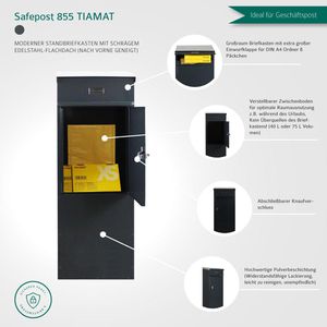 Produktbild für Briefkasten SafePost ScanPro 855 Tiamat, anthrazit, aus Stahl