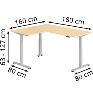 Produktbild für Schreibtisch Hammerbacher XDSMW, ahorn / silber
