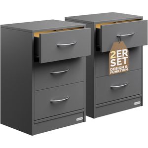 Nachttisch CASARIA Eloise, 109664, anthrazit, 2er Set