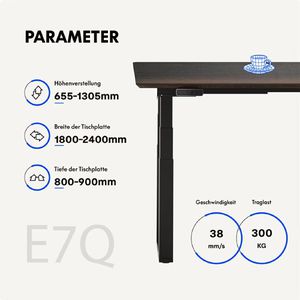 Produktbild für Schreibtischgestell FlexiSpot E7QB, schwarz, 4 Memoryspeicher