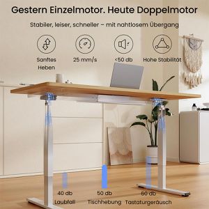 Produktbild für Schreibtisch FlexiSpot E1W Pro, ahorn / weiß