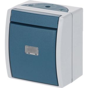 Produktbild für Lichtschalter Busch-Jaeger Ocean 2621 W-53-206, grau/blaugrün