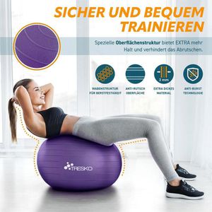 Produktbild für Gymnastikball Tresko Anti-Burst, mit Luftpumpe