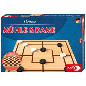 Noris Brettspiel 606108012, Deluxe Mühle und Dame, ab 6 Jahre, 2 Spieler