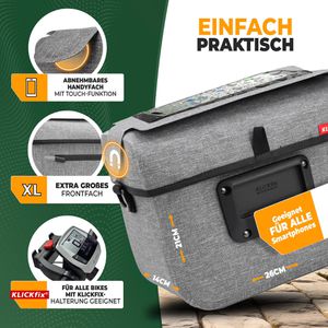 Produktbild für Fahrrad-Lenkertasche Mivelo Bob, grau, 7 Liter