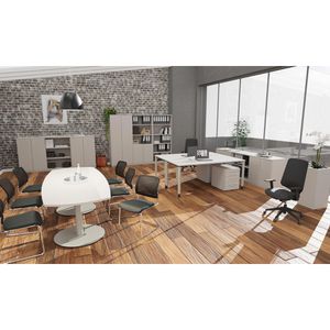 Produktbild für Schreibtisch fm-Büromöbel fm69, lichtgrau / silber