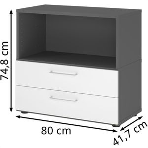 Produktbild für Kombischrank Hammerbacher FW28S2, graphit / weiß