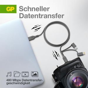 Produktbild für Ladekabel GP Batteries GPCBCY1NGYUSB313, grau, 1m