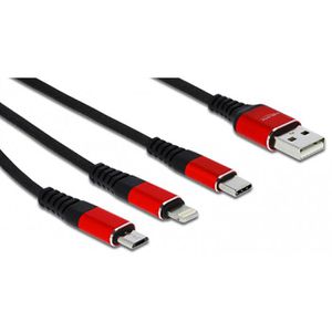 Produktbild für Ladekabel DeLock 85891 3-in-1 Kabel, schwarz, 0,3m