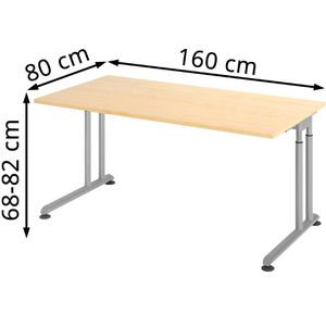 Produktbild für Schreibtisch Hammerbacher Z-Serie, ahorn / silber