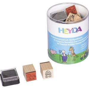 Motivstempel Heyda Bauernhof & Pferd, aus Holz
