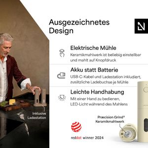 Produktbild für Gewürzmühle LARS-NYSØM Spaending Almond Beige mit Licht 19,1cm