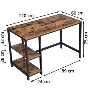 Produktbild für Schreibtisch Vasagle LWD47X, braun / schwarz
