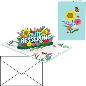 papercrush Grußkarten 3D Gute Besserung, 120 x 175mm, Pop-Up Karte, mit Umschlag