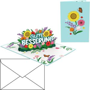 papercrush Grußkarten Gute Besserung, 120 x 175mm, Pop-Up Karte, mit Umschlag