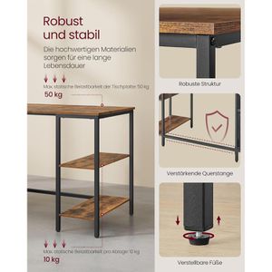 Produktbild für Schreibtisch Vasagle LWD104B01, braun / schwarz
