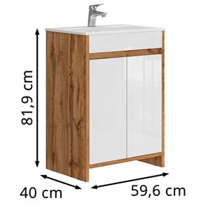 Produktbild für Waschtisch Vicco Lemgo, stehend, goldkraft eiche / weiß