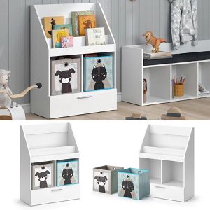 Produktbild für Bücherregal Vicco Luigi, weiß, mit 2 Faltboxen