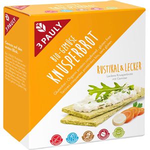 Knusperbrot 3-Pauly Gemüse, glutenfrei & laktosefrei, Bio